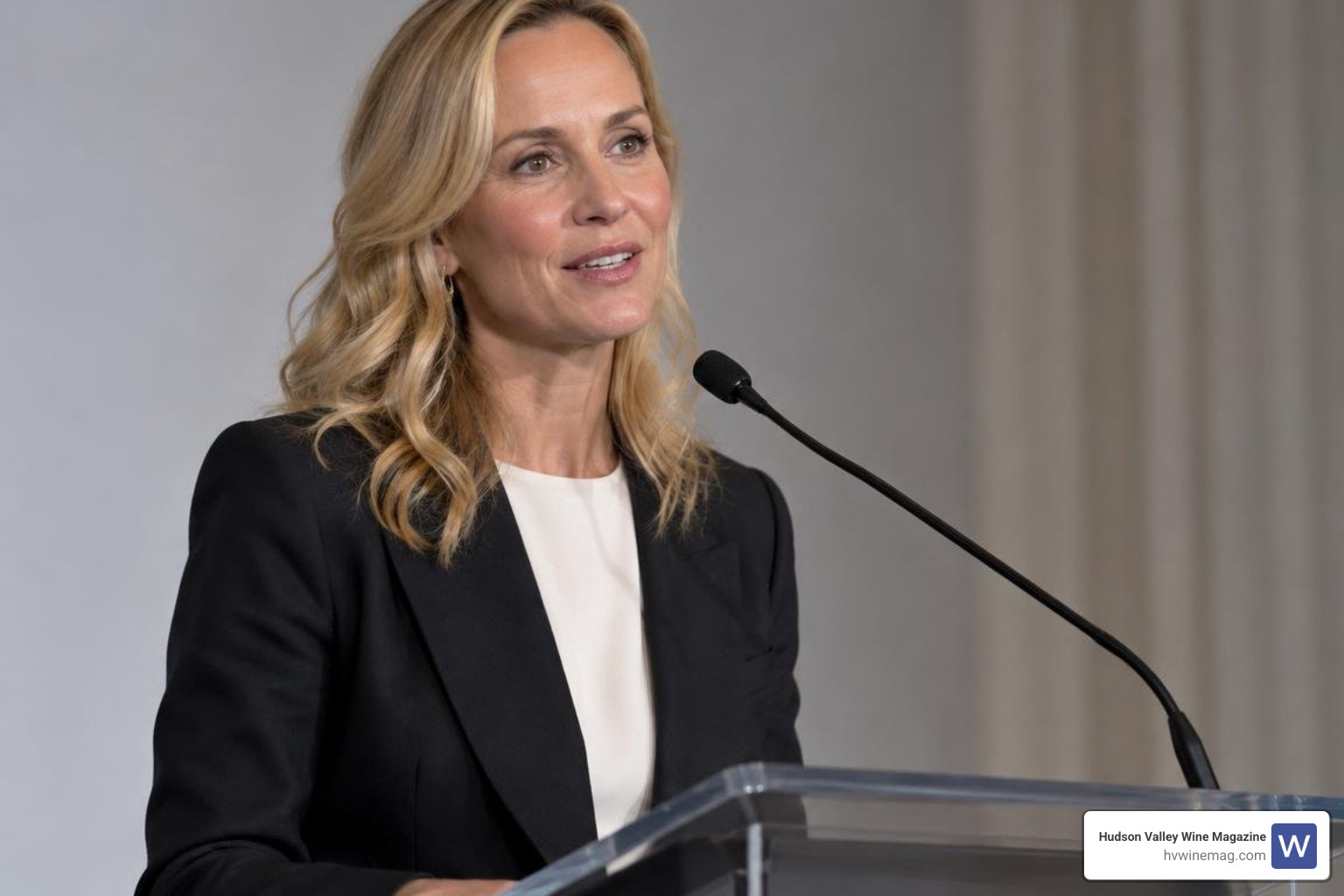 Maria Bello speaking at a charity summit Maria Bello speaking at a charity summit