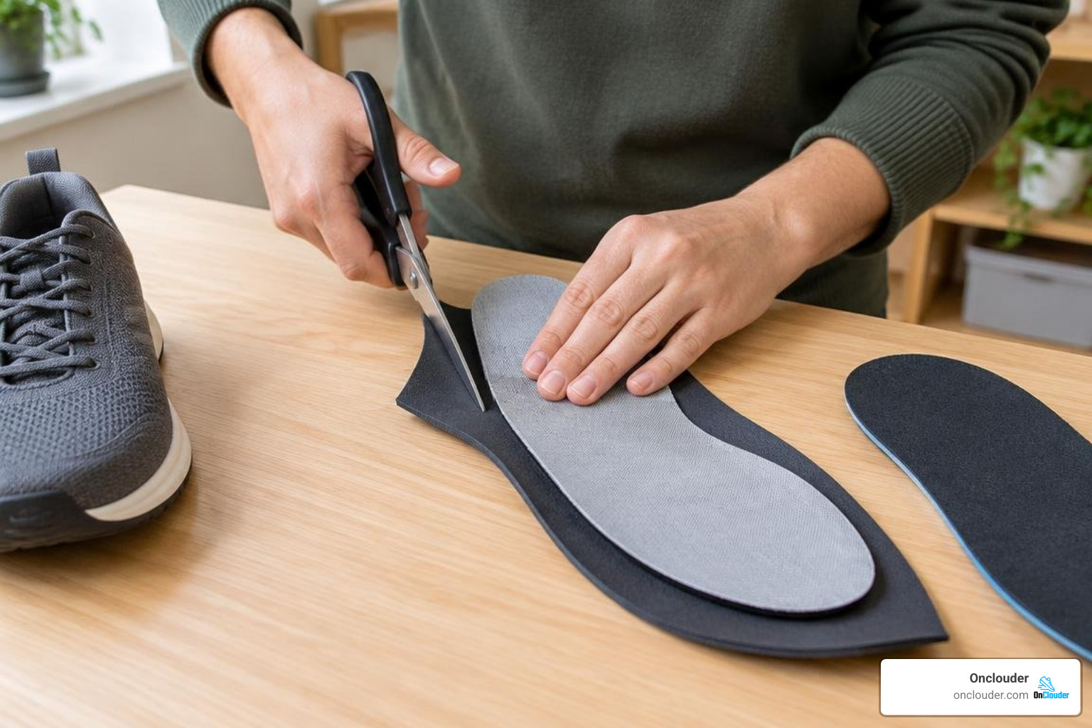 trimming an aftermarket insole using the original factory shoe liner as a guide trimming an aftermarket insole using the original factory shoe liner as a guide