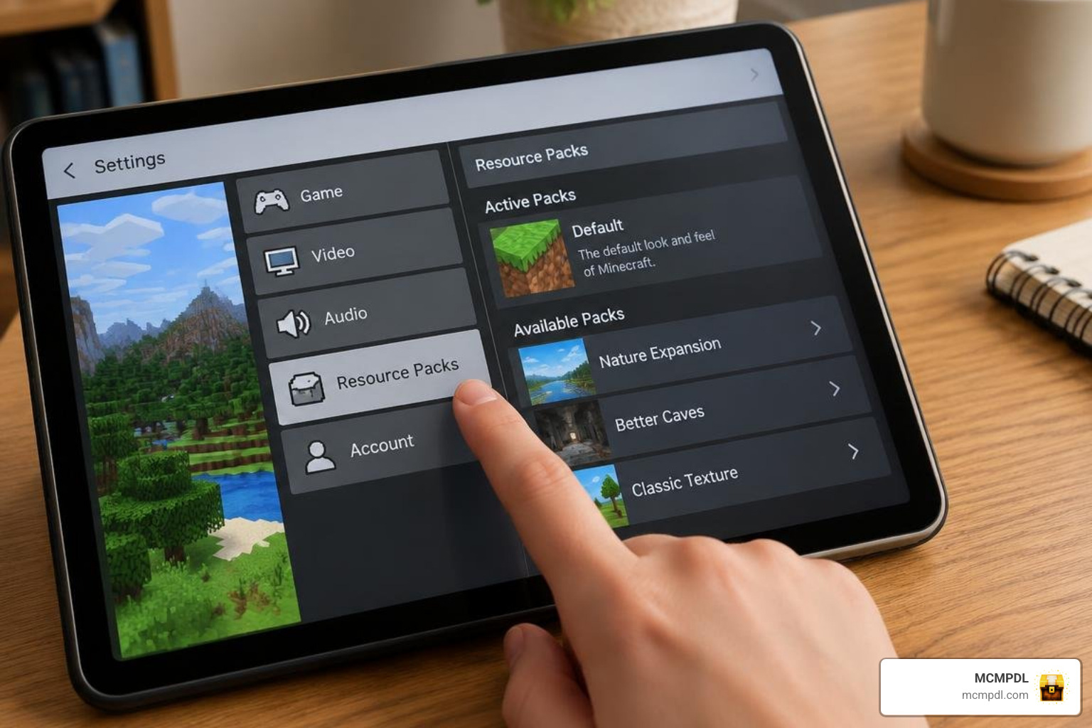 Step-by-step activation of resource packs in Minecraft Bedrock settings