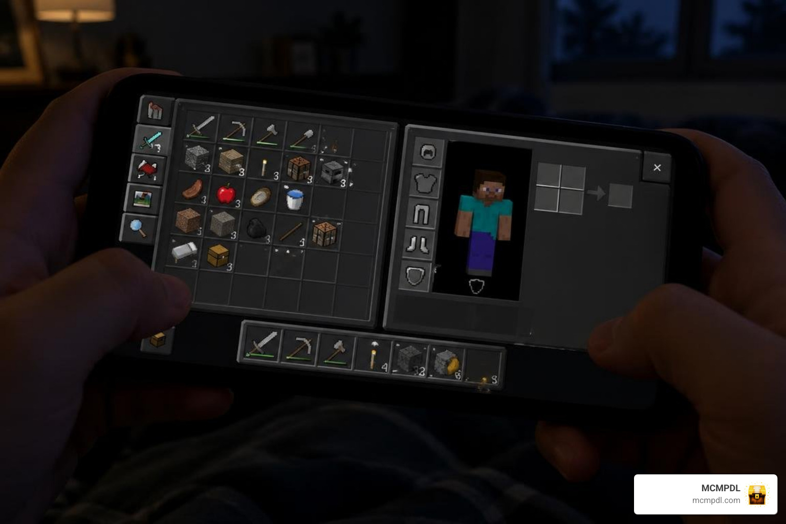 Minecraft Bedrock dark inventory interface Minecraft Bedrock dark inventory interface