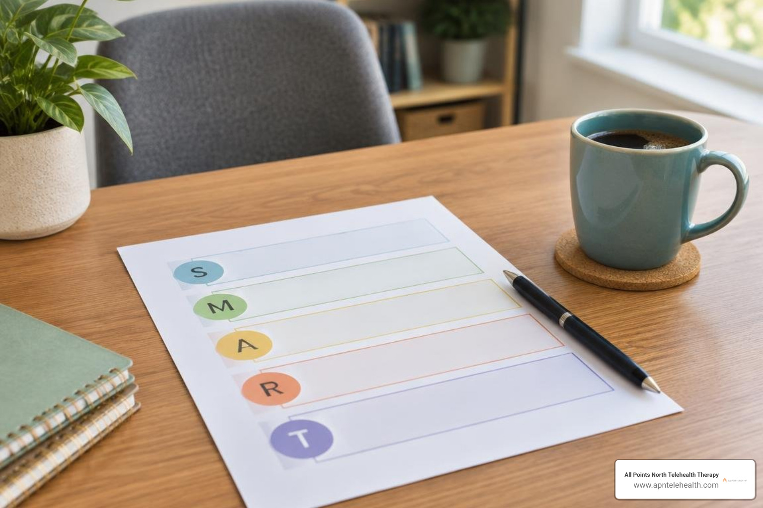 SMART goal planning worksheet used in cognitive behavioral therapy SMART goal planning worksheet used in cognitive behavioral therapy