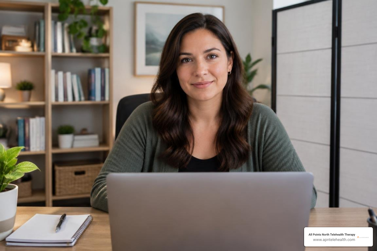 licensed clinician conducting teletherapy consultation from a secure office licensed clinician conducting teletherapy consultation from a secure office