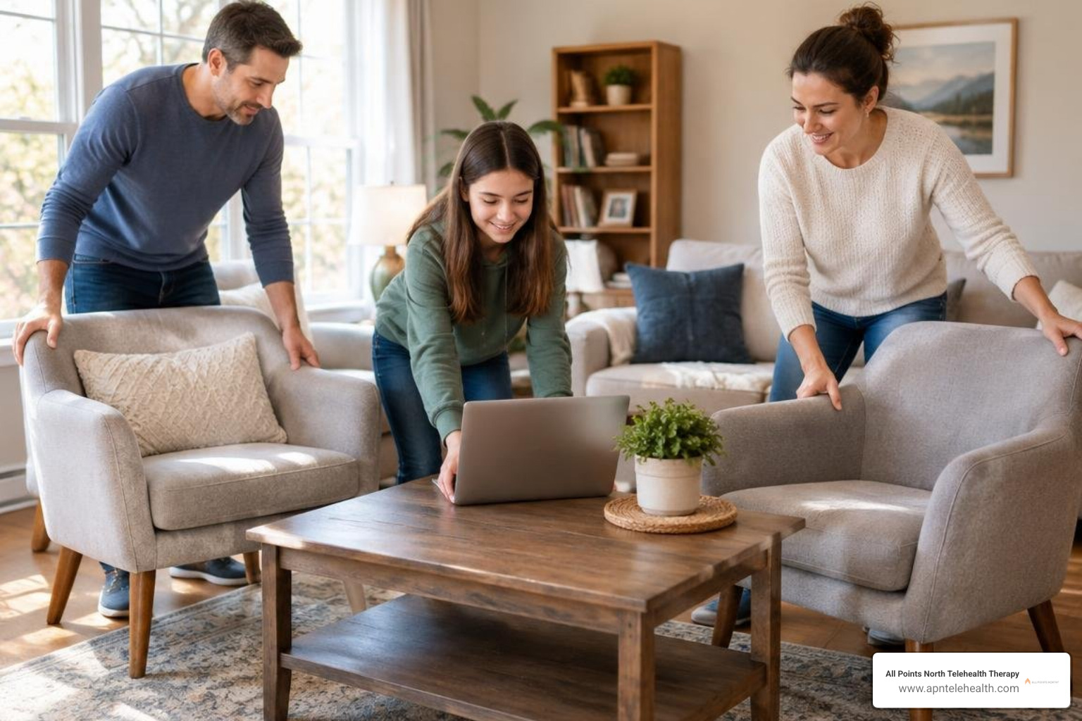 family setting up a private home space for therapy family setting up a private home space for therapy