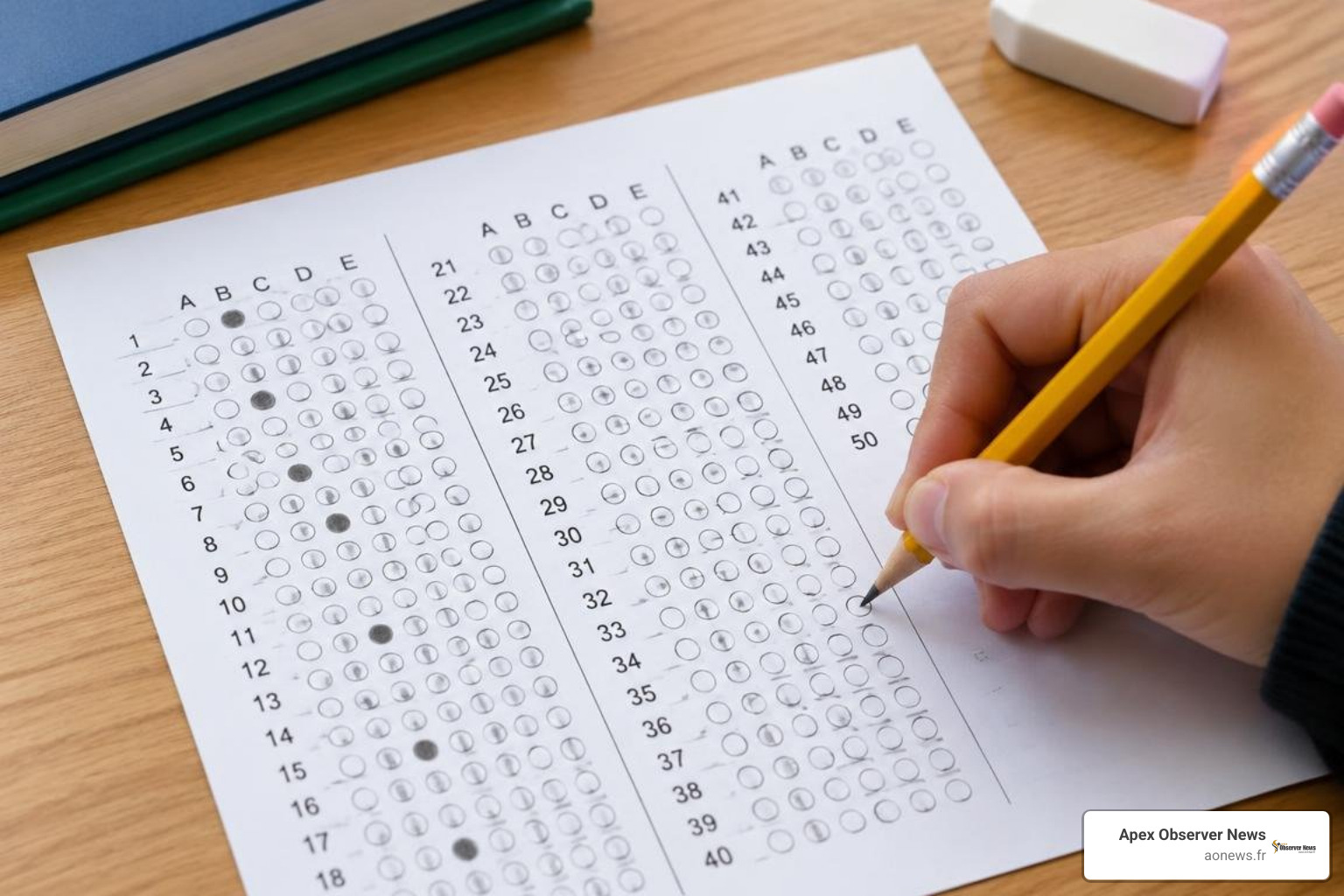 Multiple choice test bubble sheet with optimal guessing strategy
