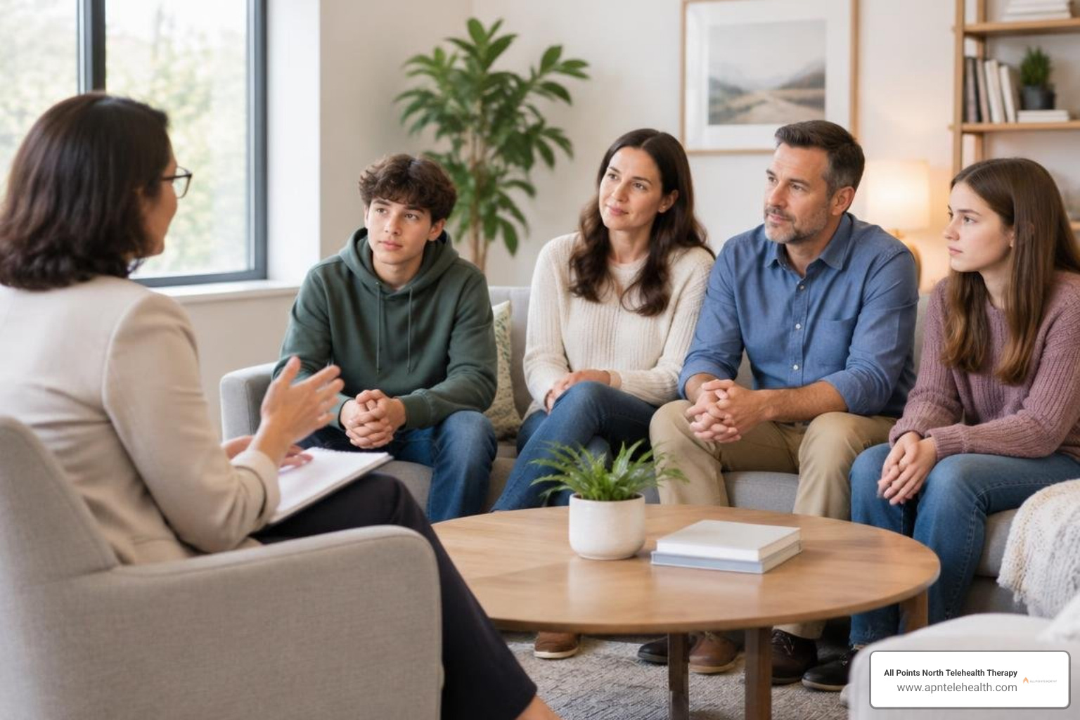 licensed therapist conducting a structured family counseling session licensed therapist conducting a structured family counseling session