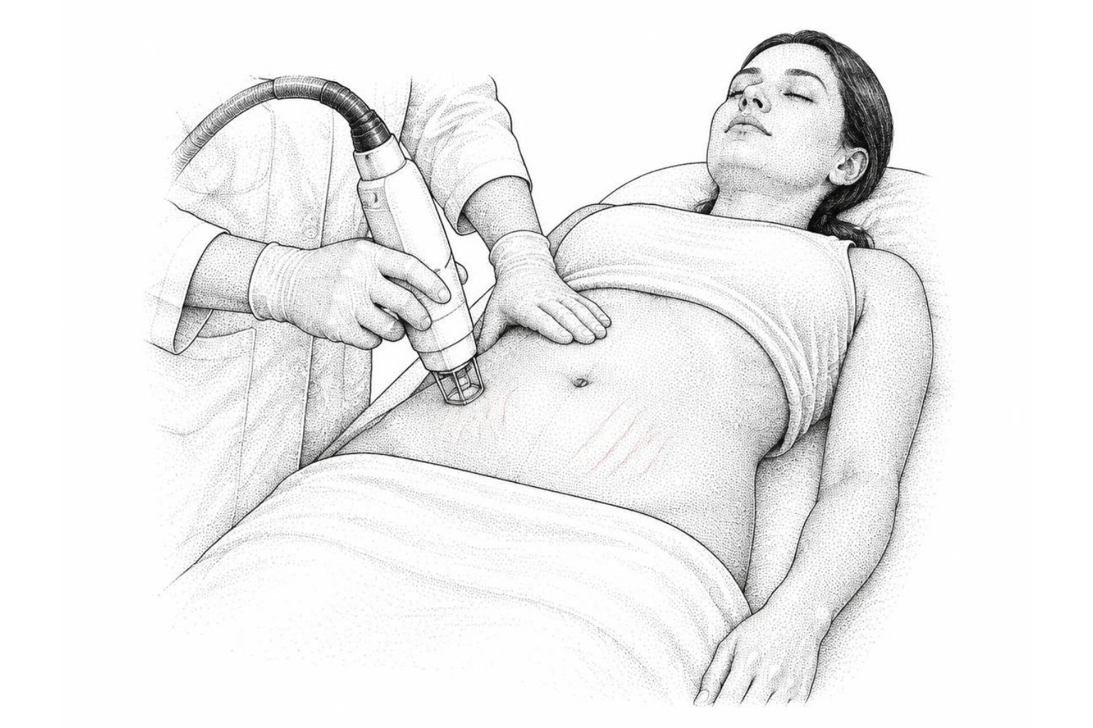 clinical procedure applying fractional energy to abdominal tissue
