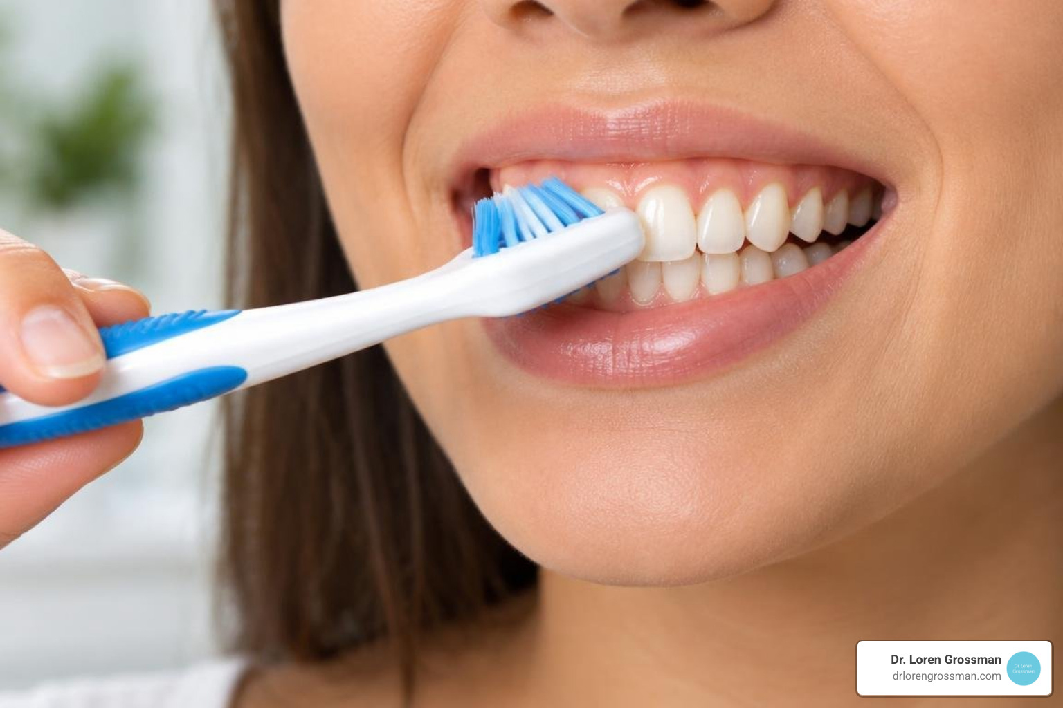 Proper tooth brushing technique at a 45 degree angle