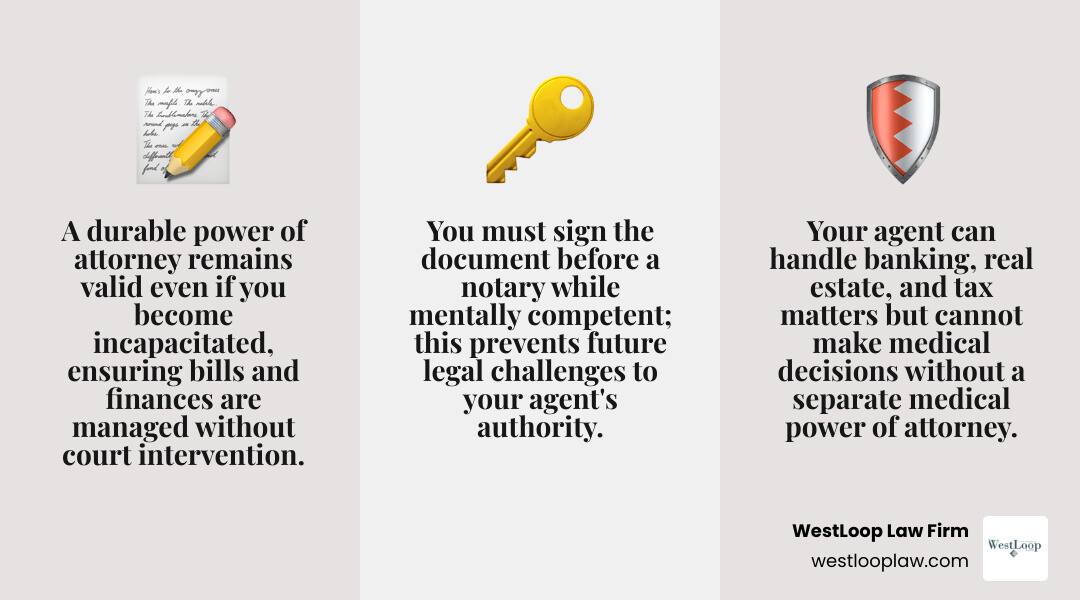 How to choose an agent, grant financial powers, and sign a Texas durable power of attorney infographic How to choose an agent, grant financial powers, and sign a Texas durable power of attorney infographic