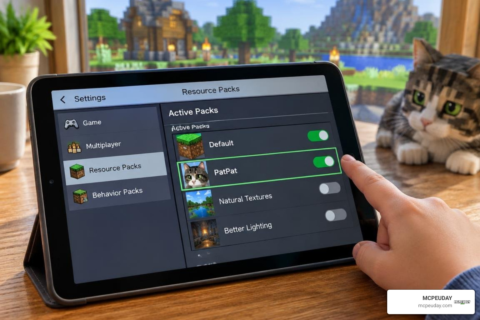 Minecraft Bedrock world resource pack settings screen