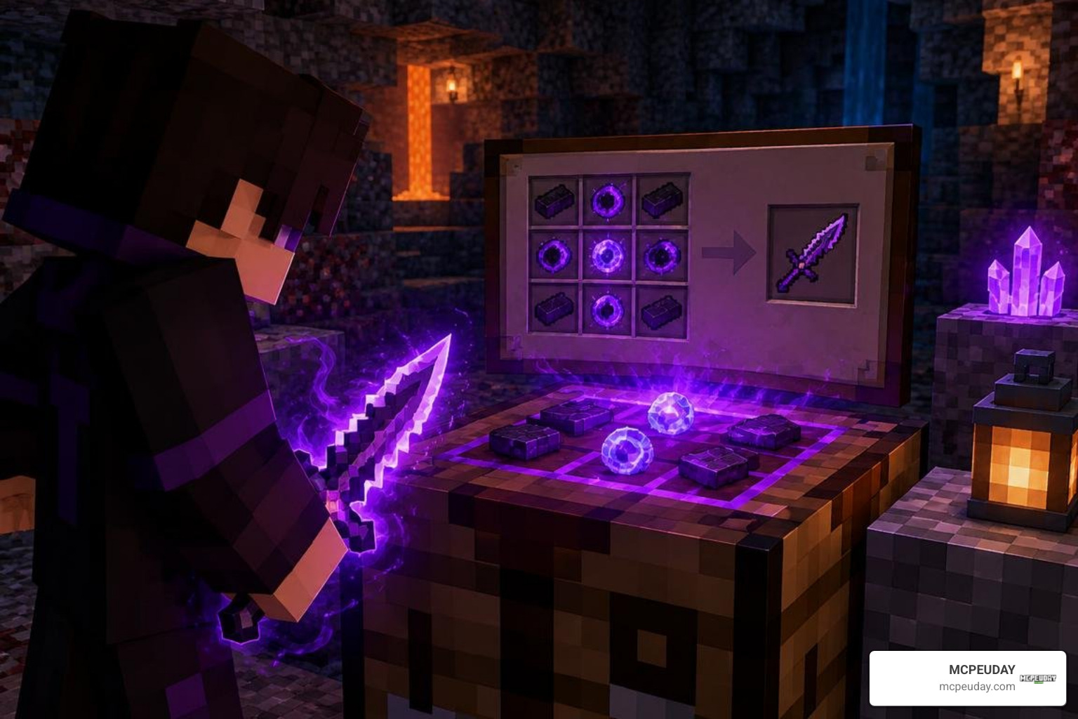 Crafting cursed tools and awakening techniques on a workbench