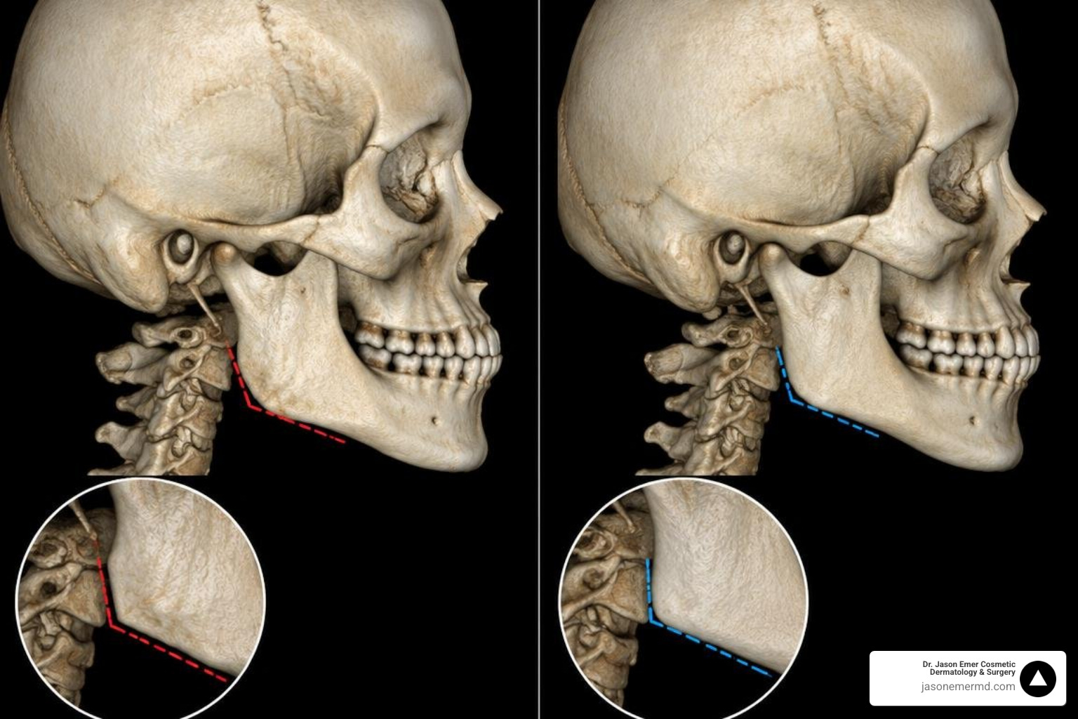 3D CT scan displaying mandibular angle ostectomy and plane angle changes