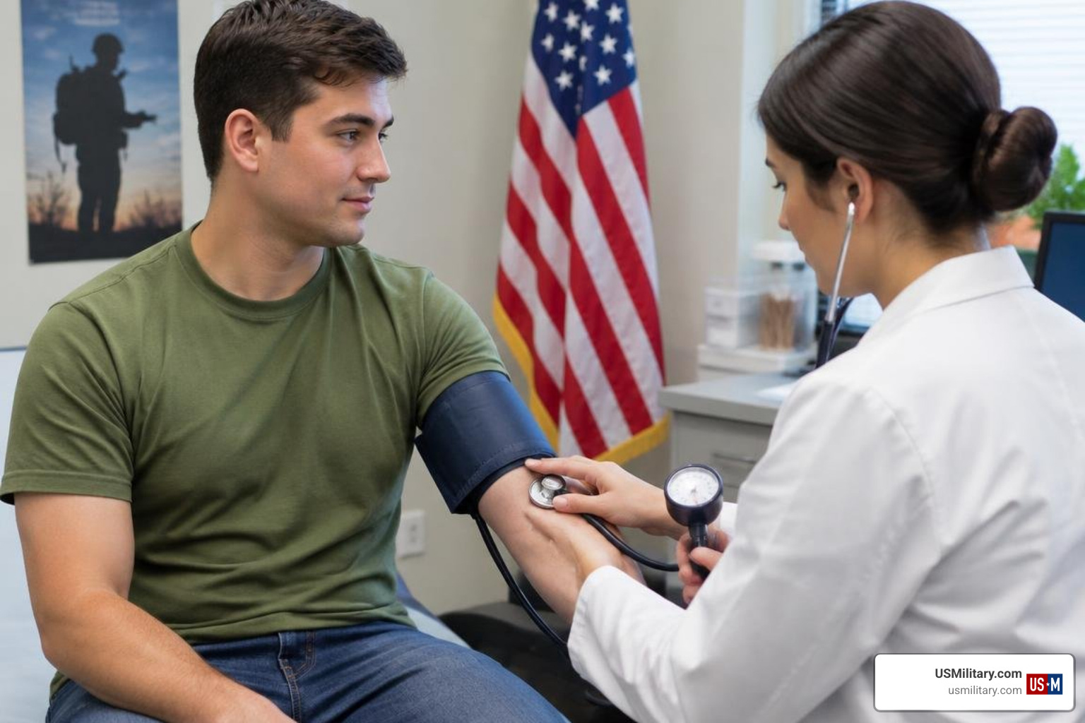 Candidate undergoing enlistment medical evaluation and aptitude screening Candidate undergoing enlistment medical evaluation and aptitude screening