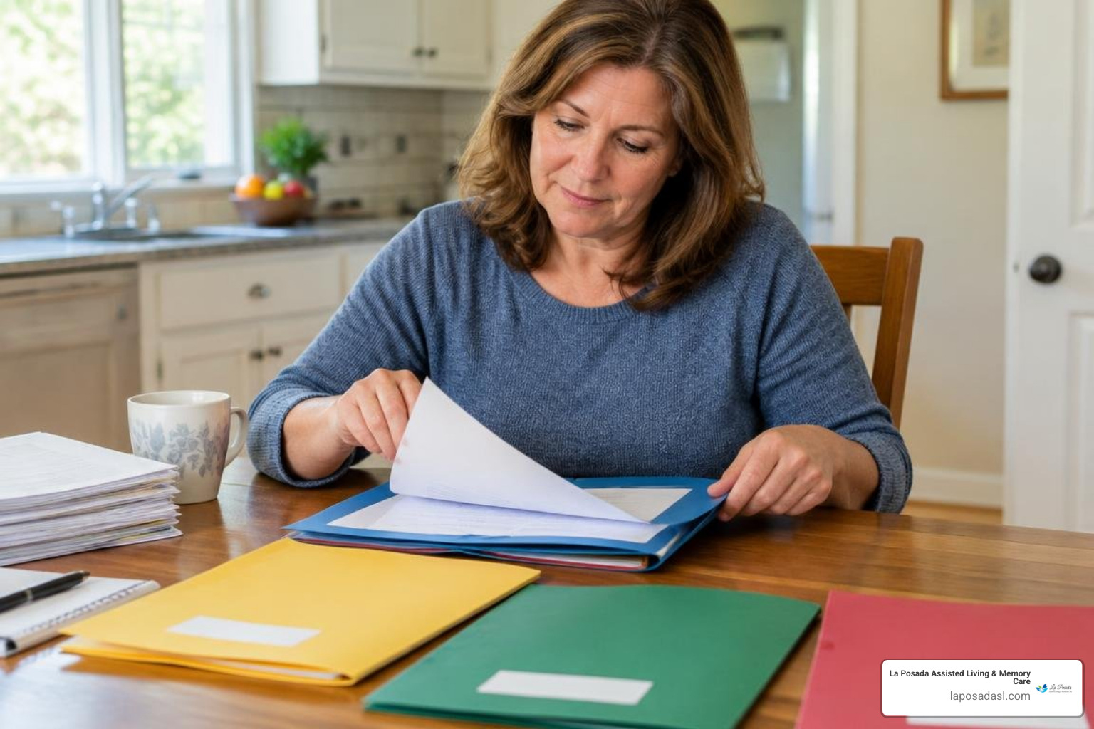 caregiver organizing emergency medical paperwork and personal care instructions caregiver organizing emergency medical paperwork and personal care instructions