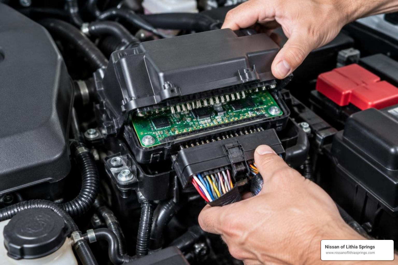 Disconnecting harness connectors from a Nissan IPDM board Disconnecting harness connectors from a Nissan IPDM board