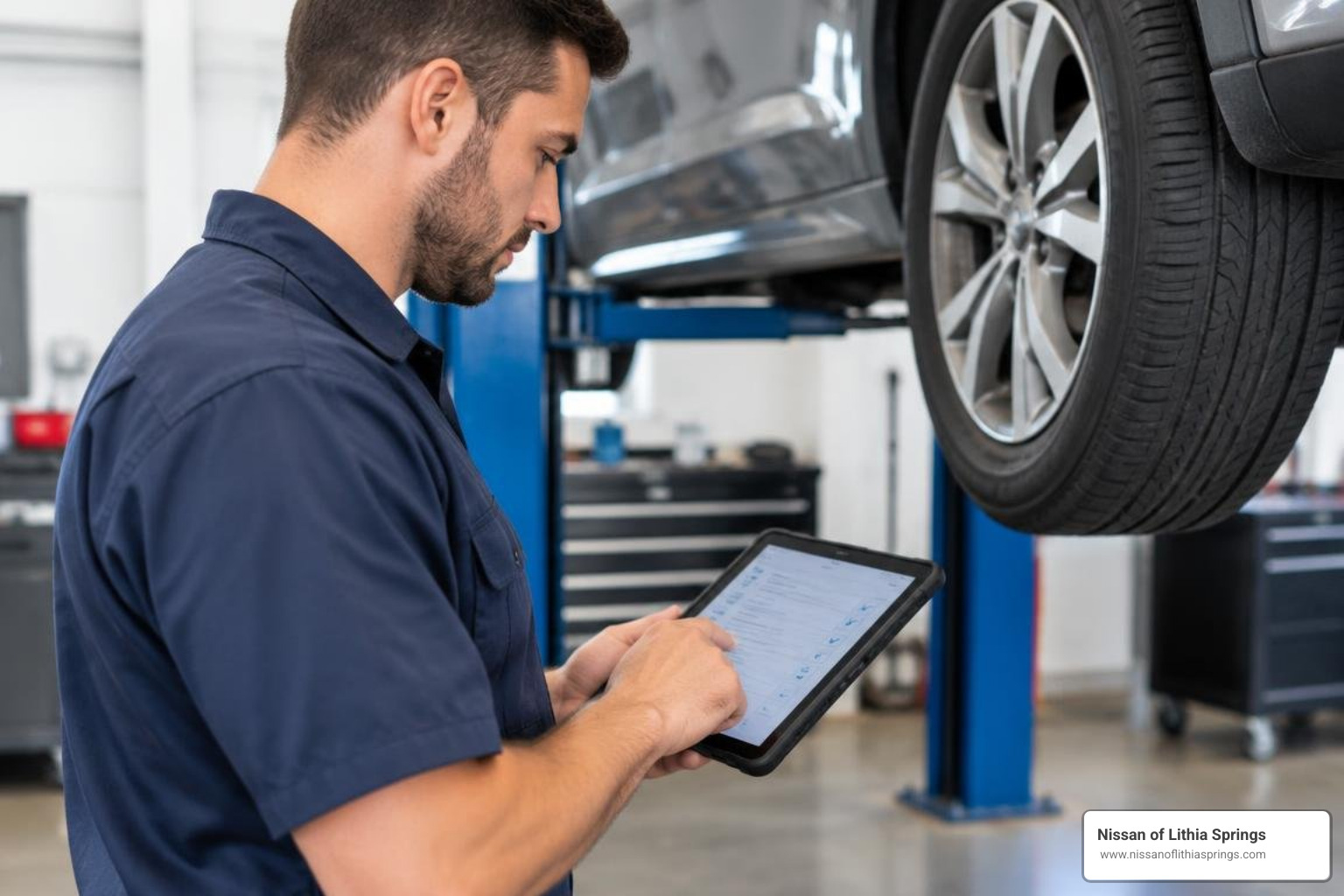 Technician recording inspection findings on a digital tablet Technician recording inspection findings on a digital tablet