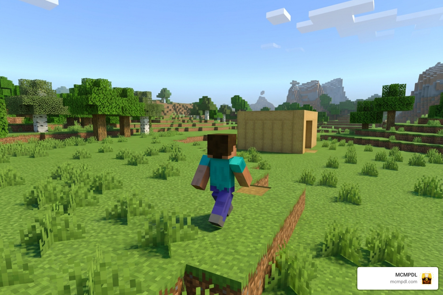 Minecraft Bedrock player walking in third-person view Minecraft Bedrock player walking in third-person view