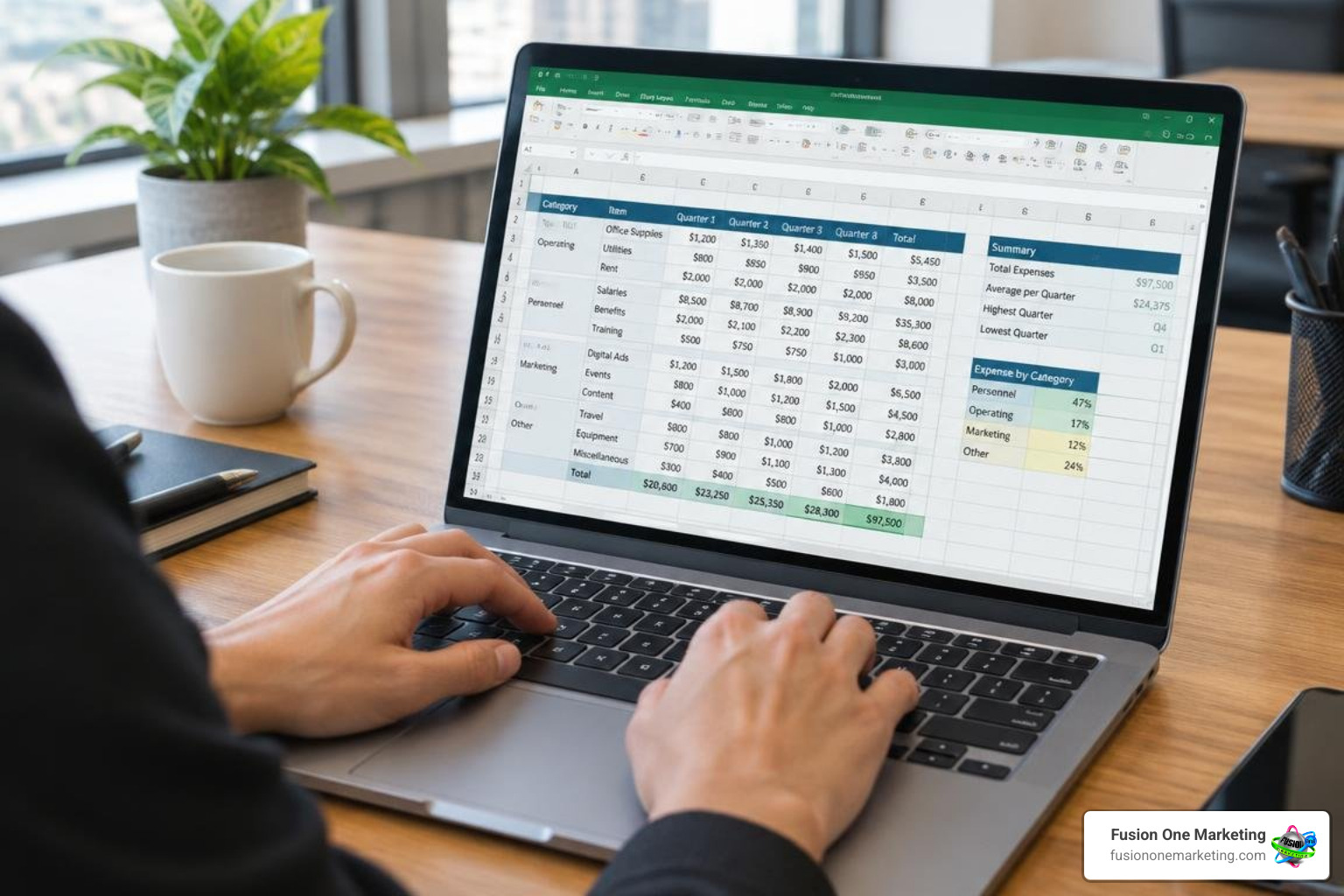 Excel financial model showing automated formulas and formatting Excel financial model showing automated formulas and formatting