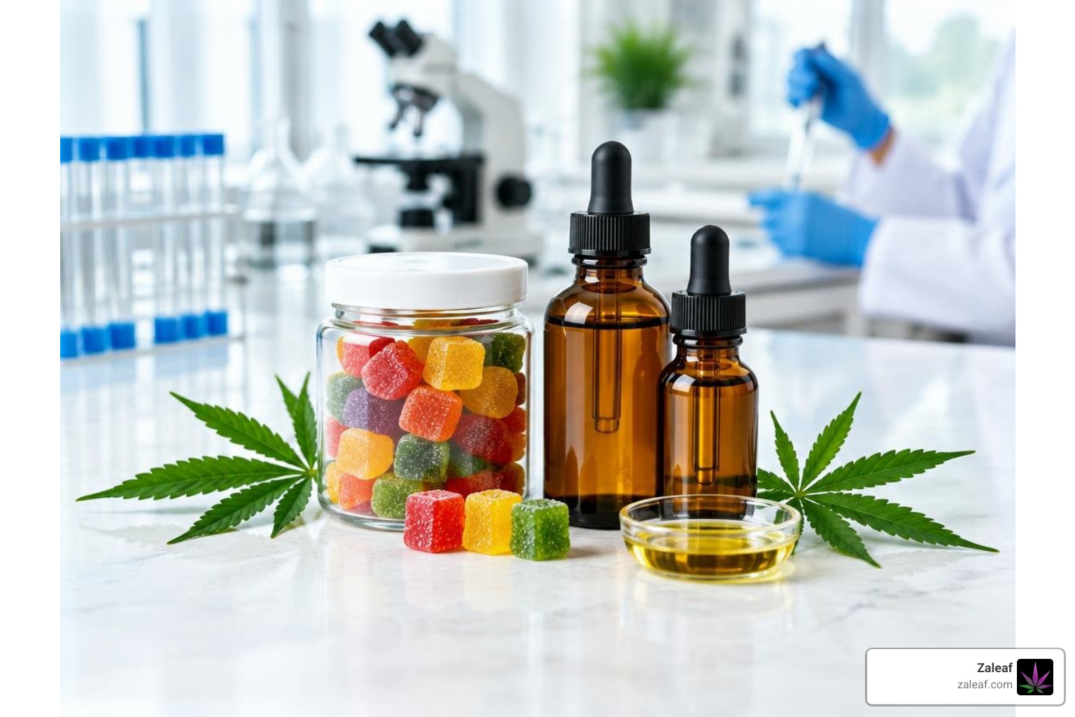 lab tested hemp products on a clean surface