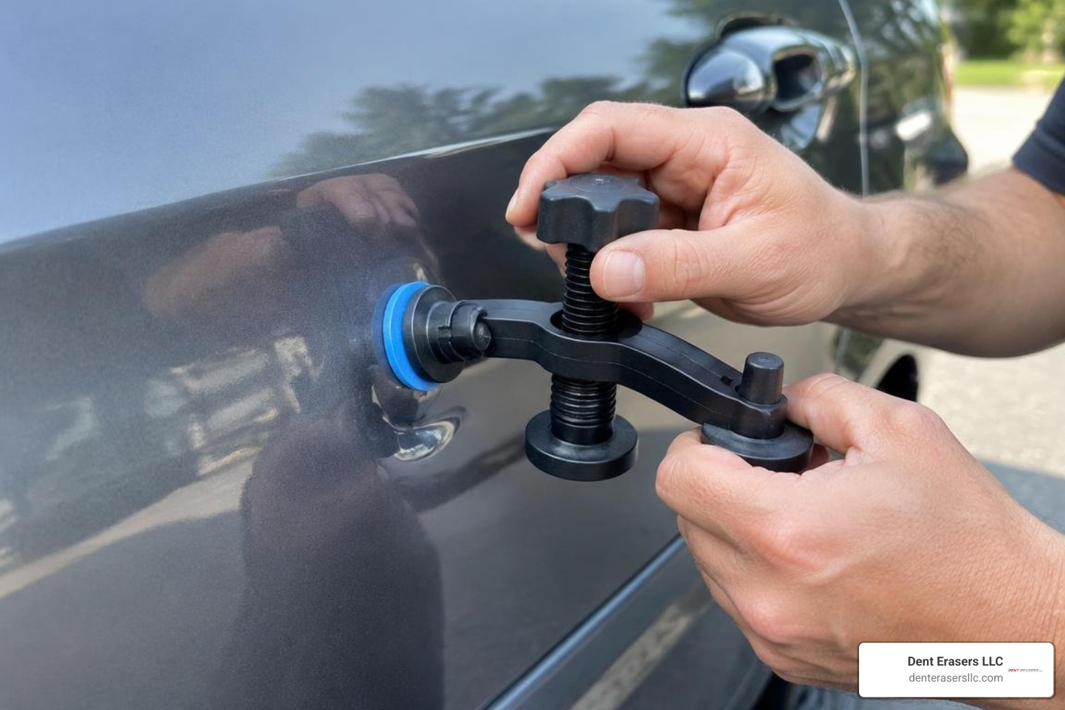 attaching a glue puller tab to the center of a ding Attaching A Glue Puller Tab To The Center Of A Ding