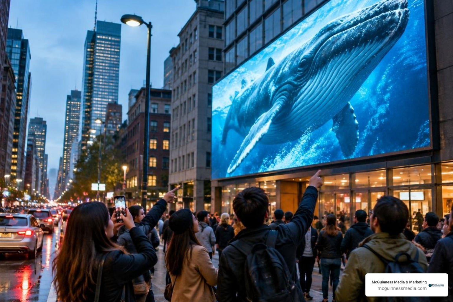 experiential billboard stunt capturing audience attention on a busy street