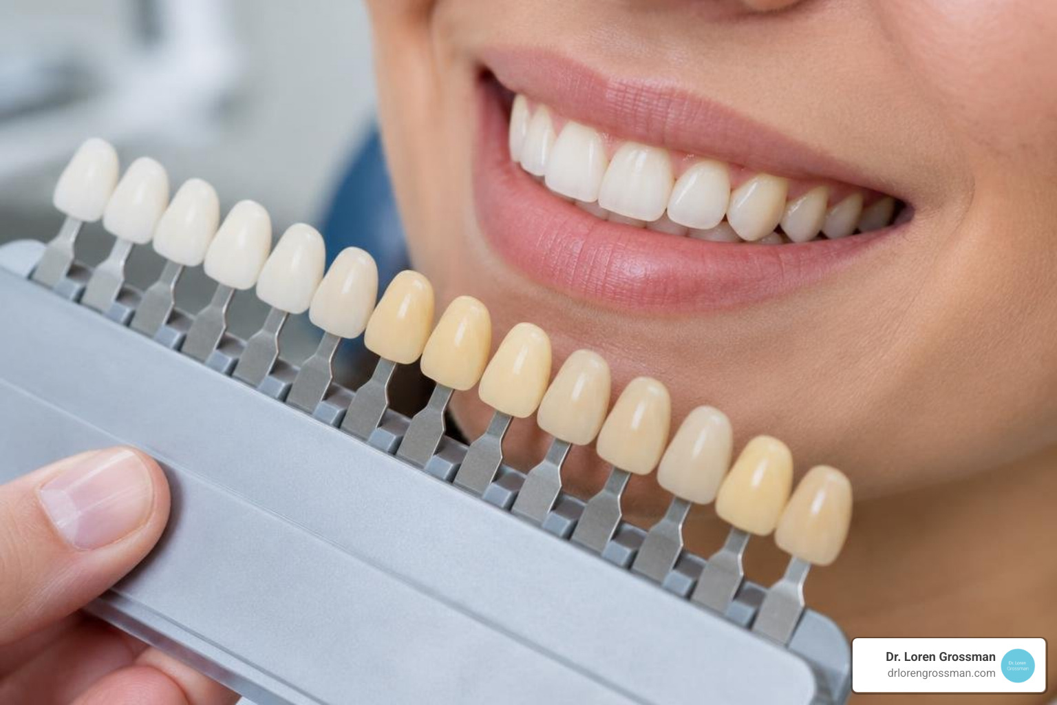 dental shade guide showing tooth color matching options