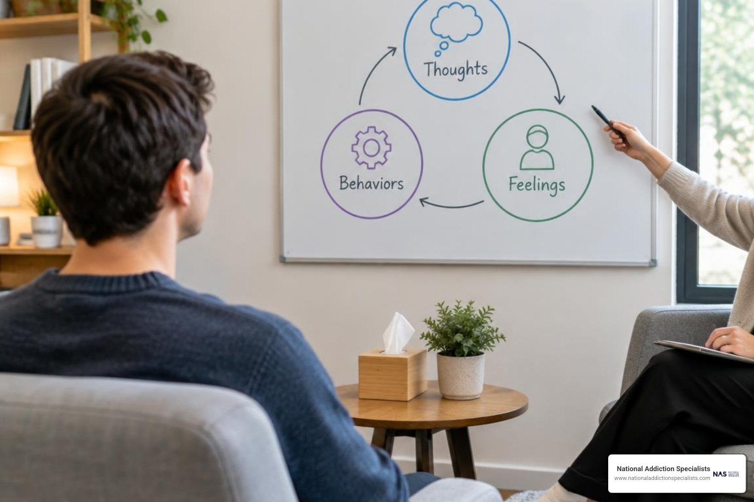 illustration of cognitive behavioral therapy concepts for recovery