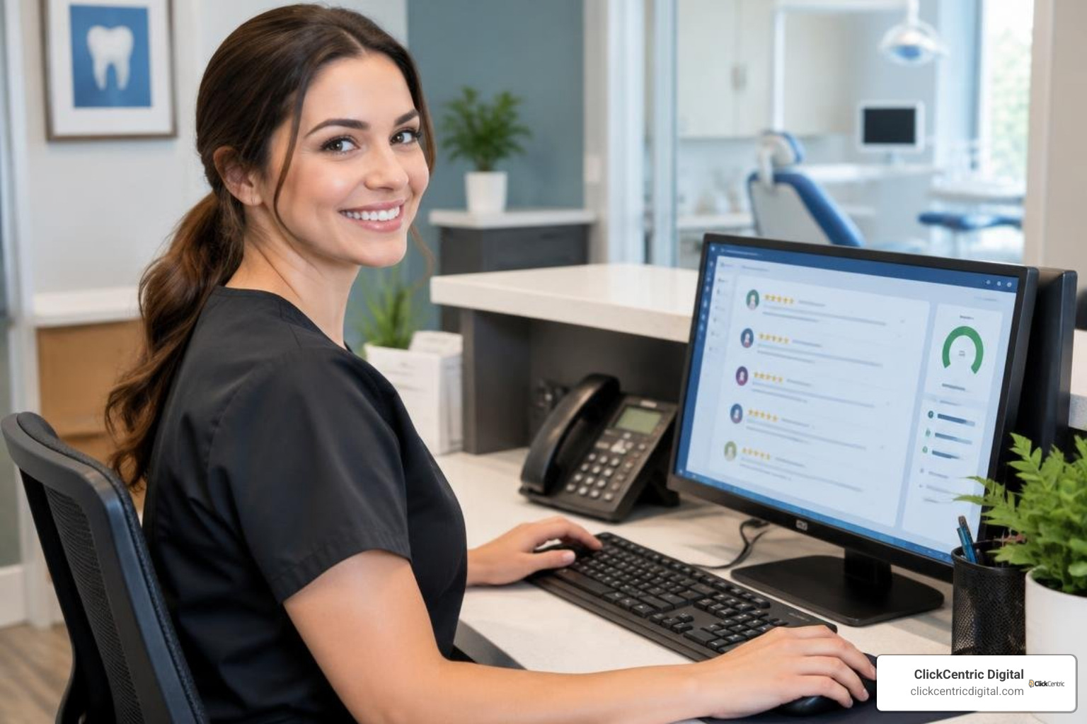 dental receptionist using compliant review software dental receptionist using compliant review software