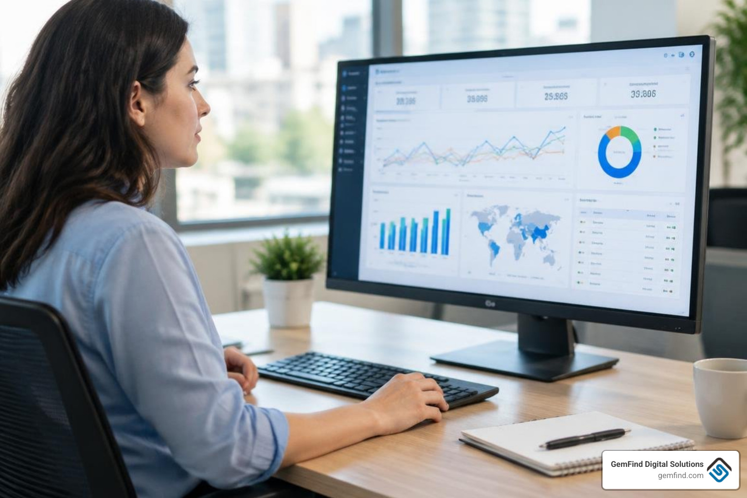digital marketer analyzing a programmatic advertising dashboard