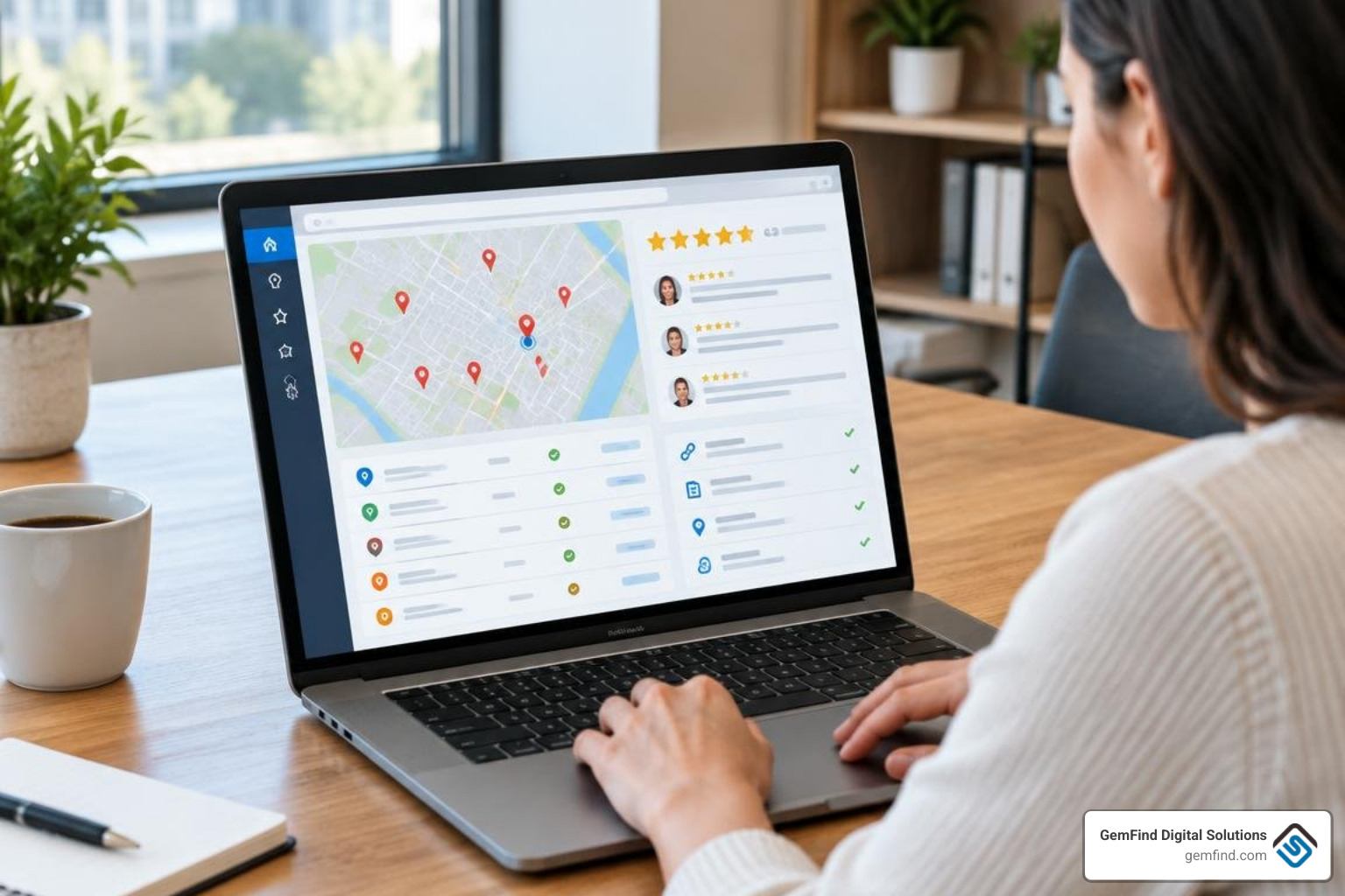 Local SEO dashboard showing review tracking and citation management