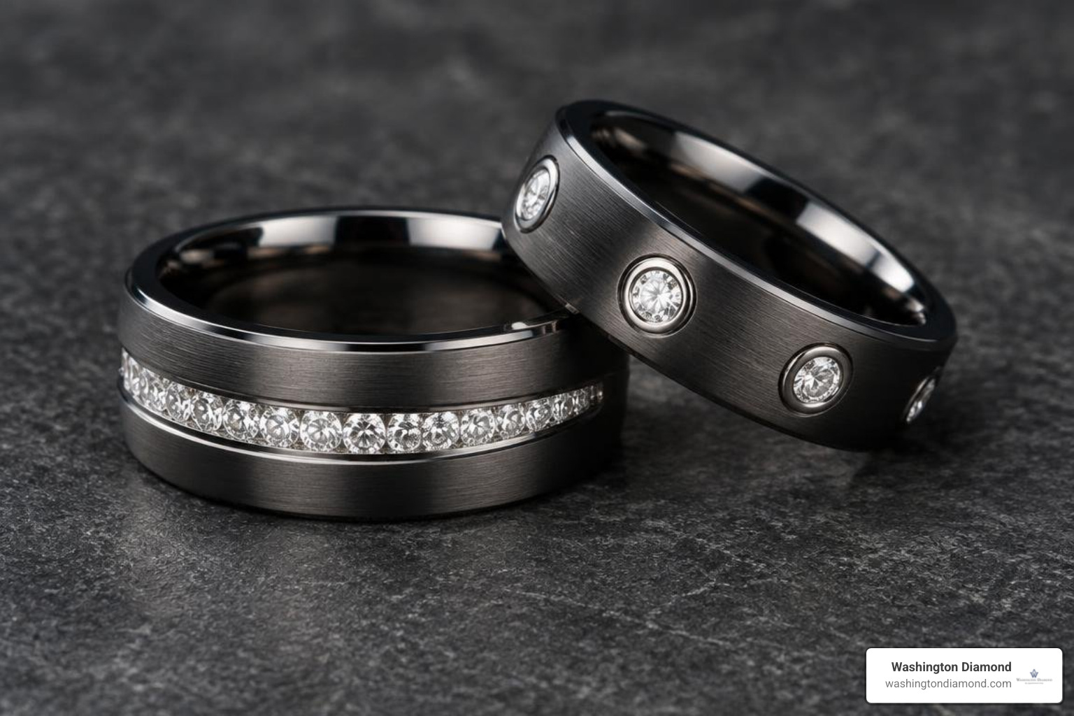 channel and bezel set diamonds in dark bands channel and bezel set diamonds in dark bands