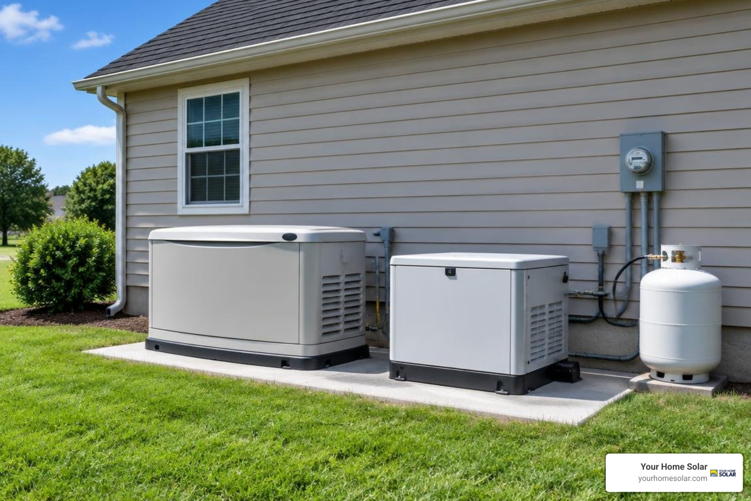 natural gas and propane standby generators next to a residential meter natural gas and propane standby generators next to a residential meter