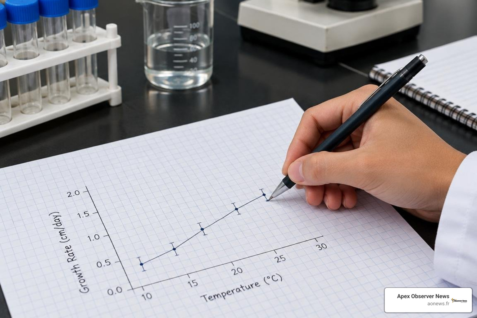 Biological graph construction with labeled axes, linear scale, and error bars