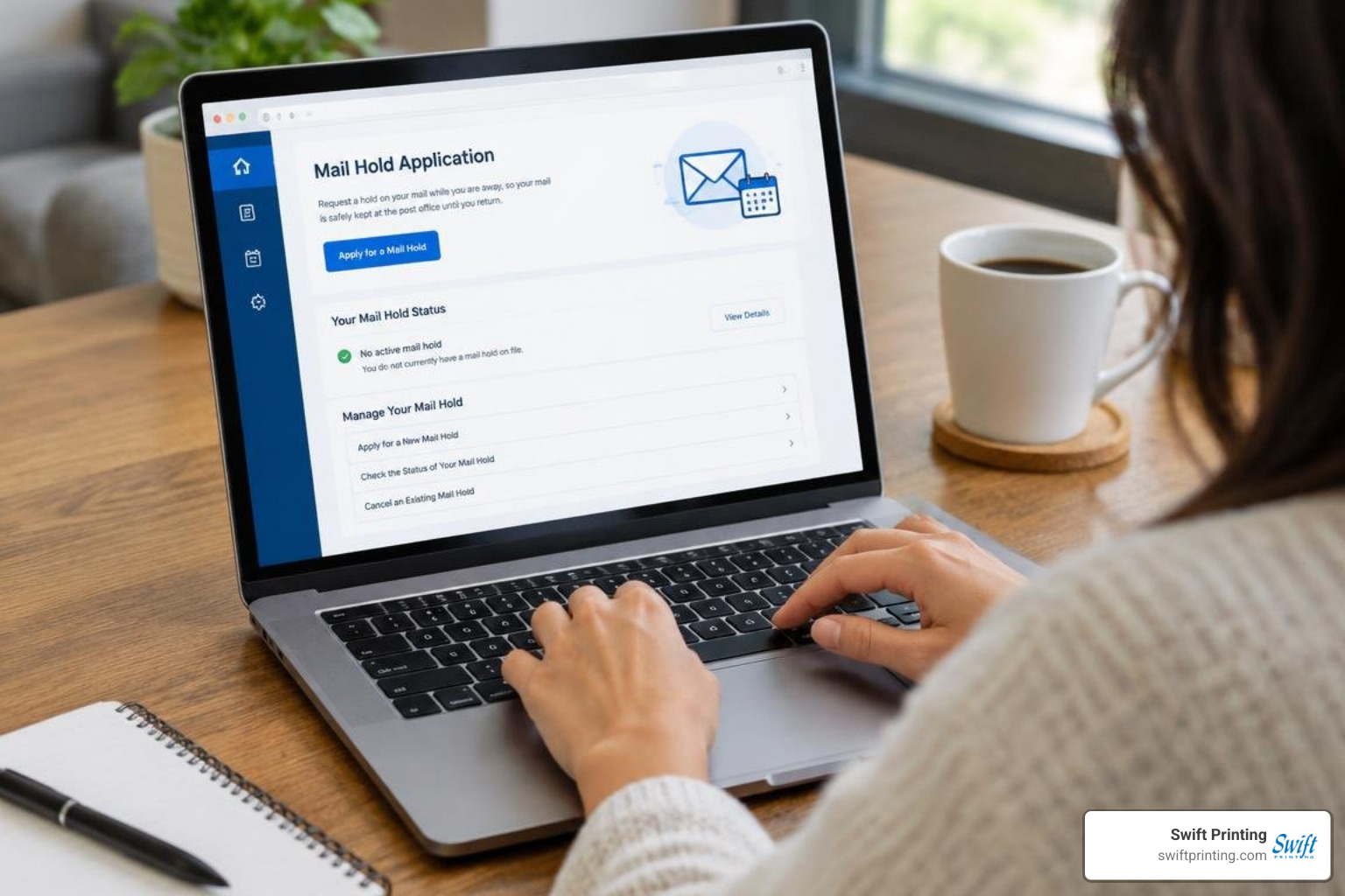 USPS online mail hold application dashboard