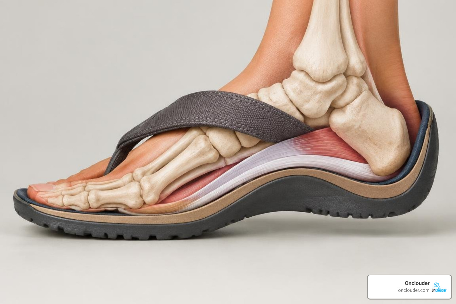 cutaway diagram of biomechanical arch support and deep heel cup cutaway diagram of biomechanical arch support and deep heel cup
