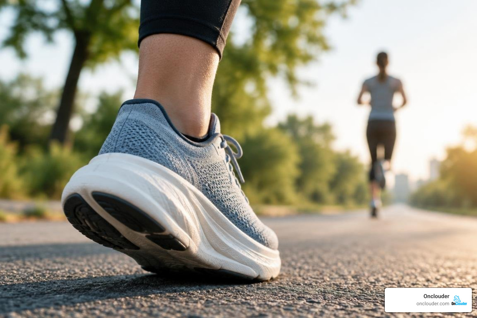 Maximum-cushioning shoe on the road