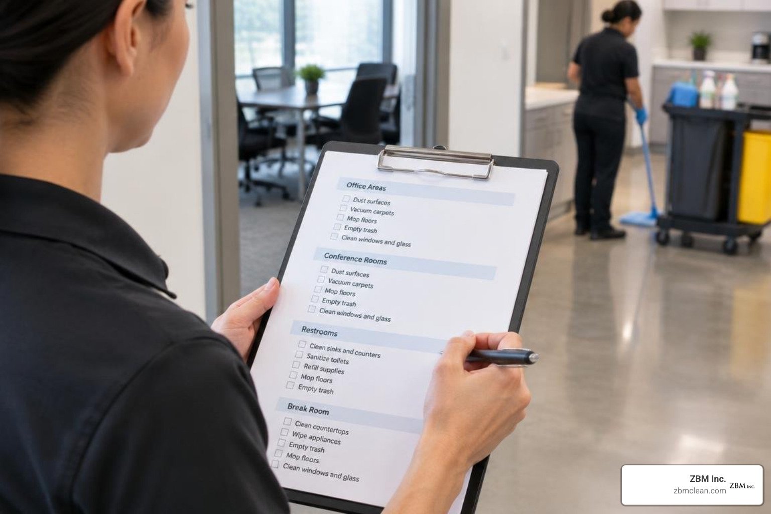 checklist clipboard detailing room-by-room commercial cleaning tasks checklist clipboard detailing room-by-room commercial cleaning tasks