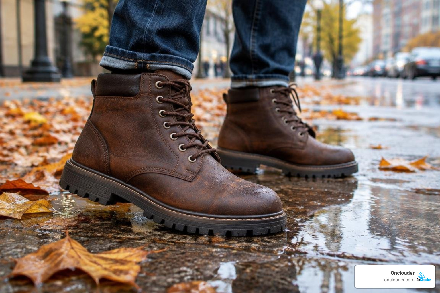 Clarks winter leather ankle boots tested on cold, wet city pavement Clarks winter leather ankle boots tested on cold, wet city pavement