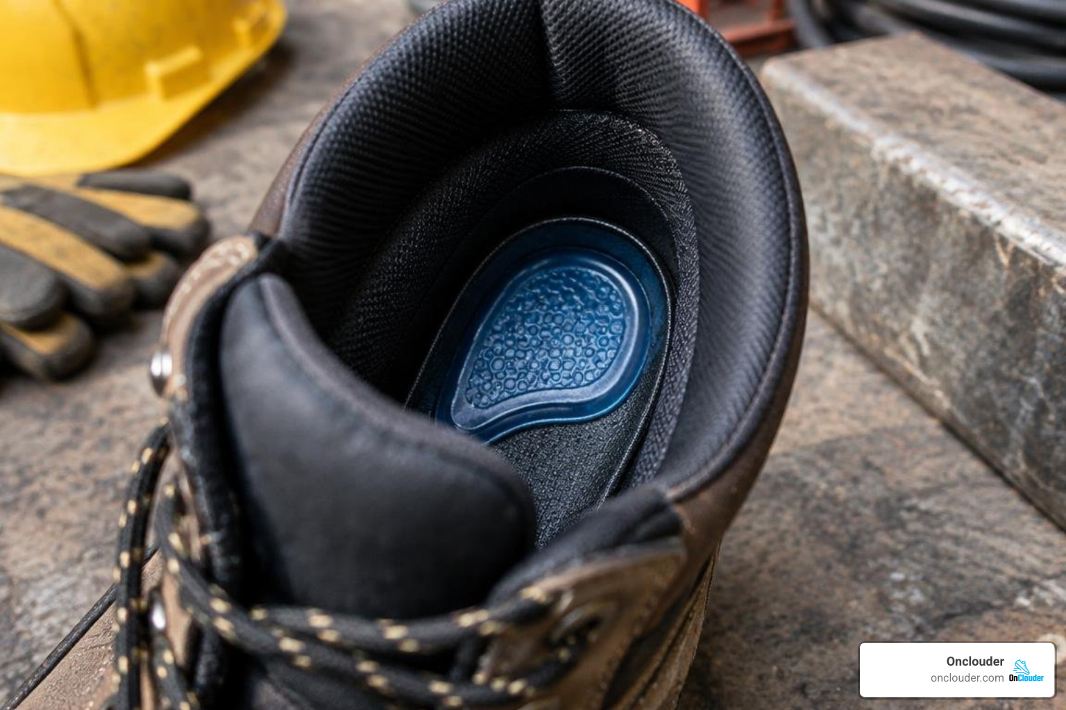 Work Active deep heel cup and gel shock absorption base