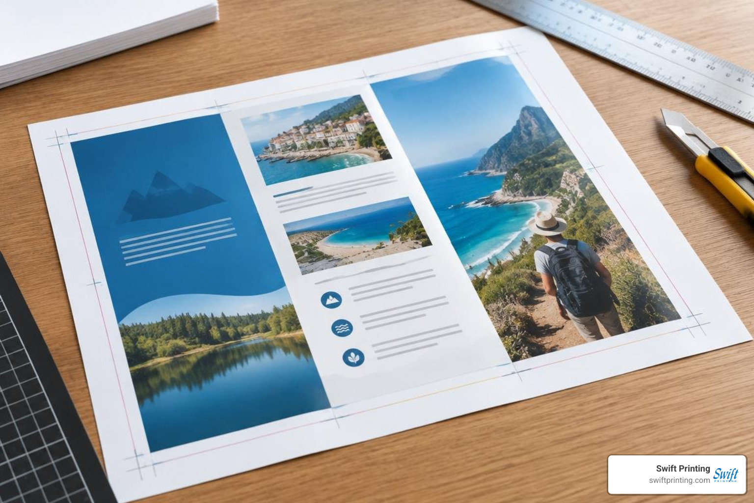 bleed lines and trim allowances on a print layout