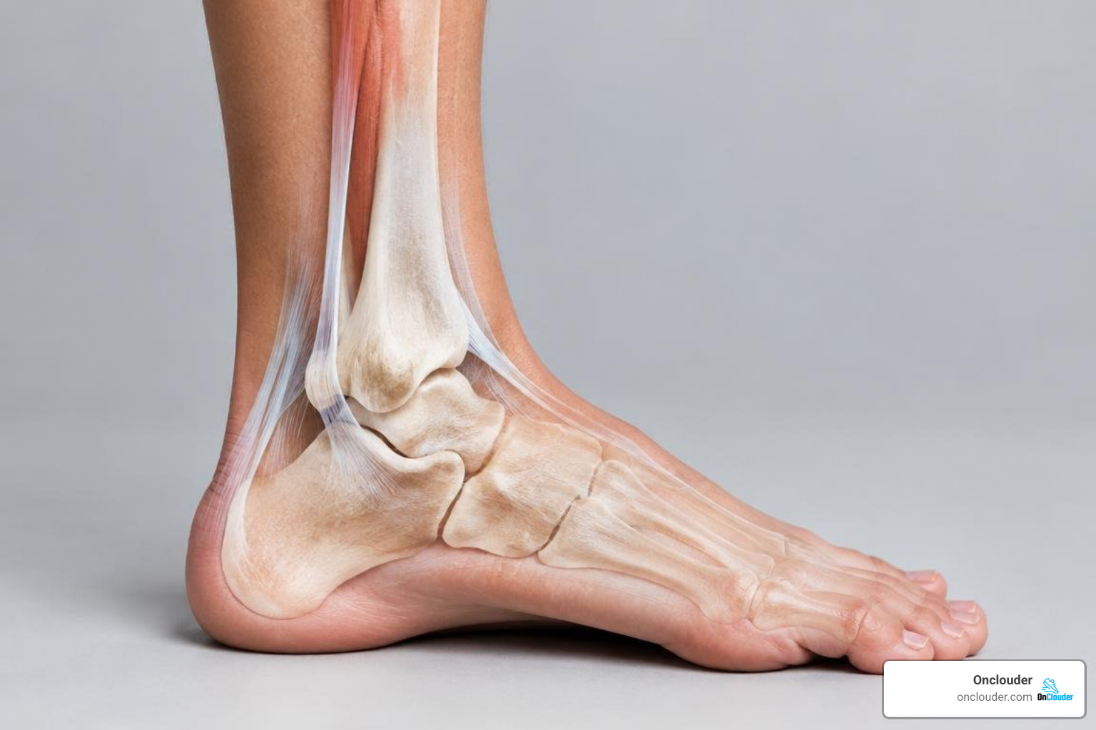 Anatomical view of foot arch biomechanics and ankle joint alignment Anatomical view of foot arch biomechanics and ankle joint alignment