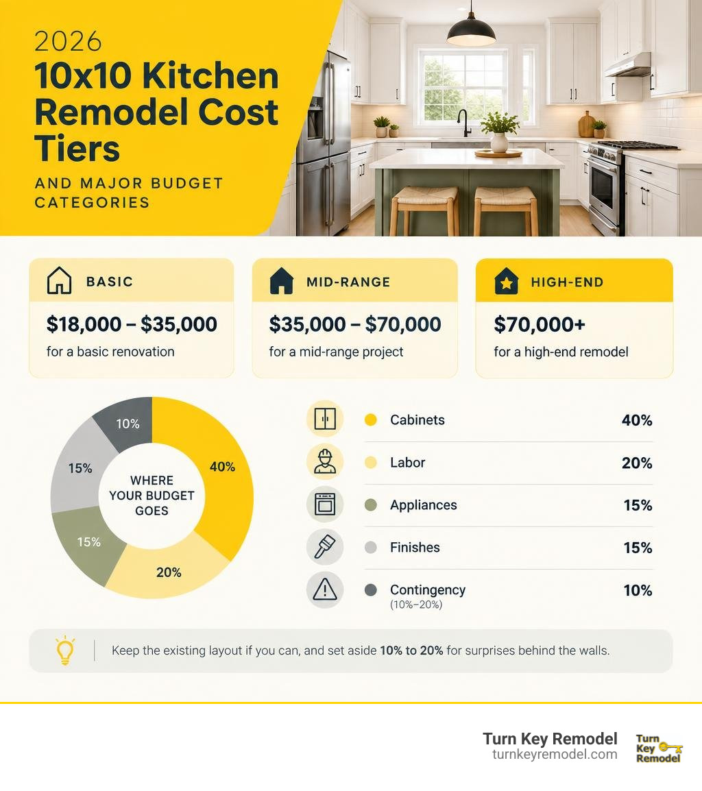 2026 10x10 kitchen remodel cost tiers and major budget categories infographic 2026 10x10 kitchen remodel cost tiers and major budget categories infographic