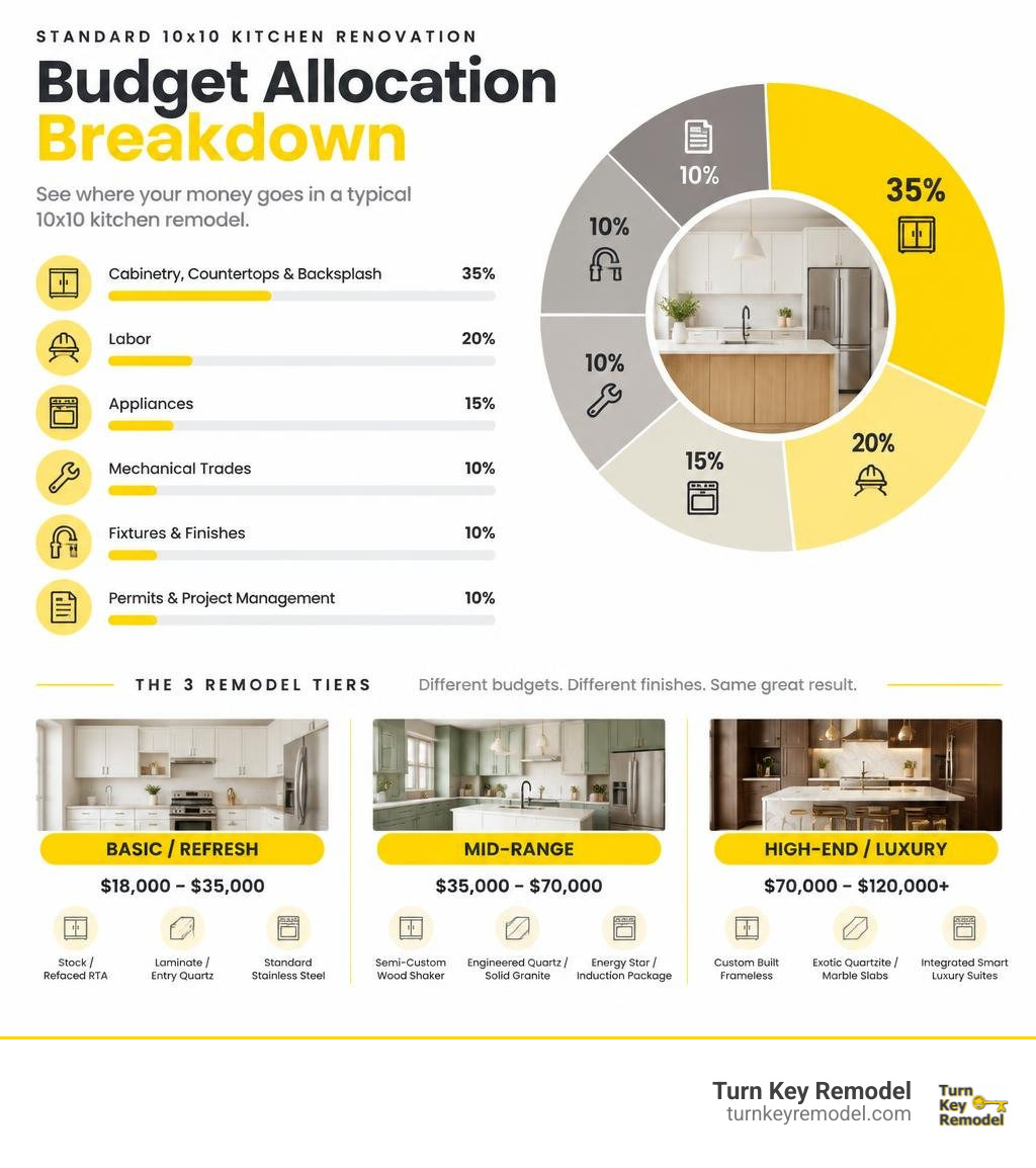 allocation breakdown of a standard 10x10 kitchen renovation budget infographic allocation breakdown of a standard 10x10 kitchen renovation budget infographic