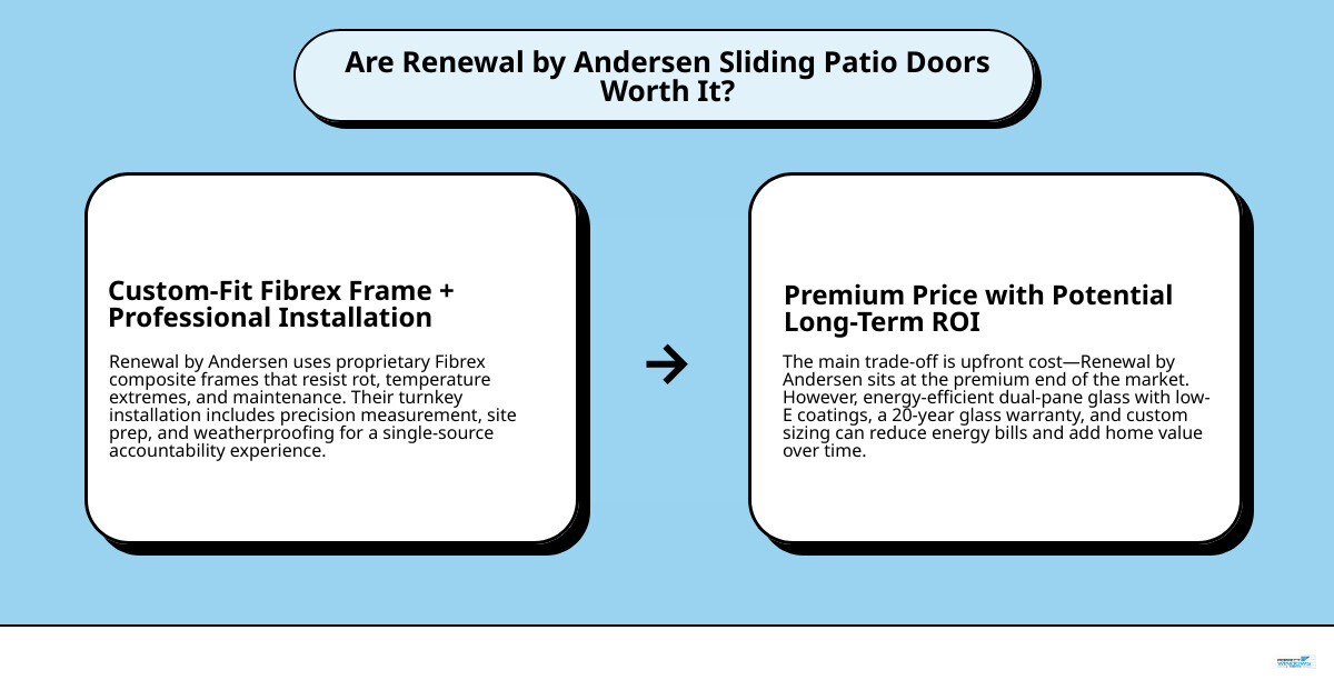 Renewal by Andersen sliding door review: Fibrex frame, energy ratings, installation process, and warranty infographic Renewal by Andersen sliding door review: Fibrex frame, energy ratings, installation process, and warranty infographic