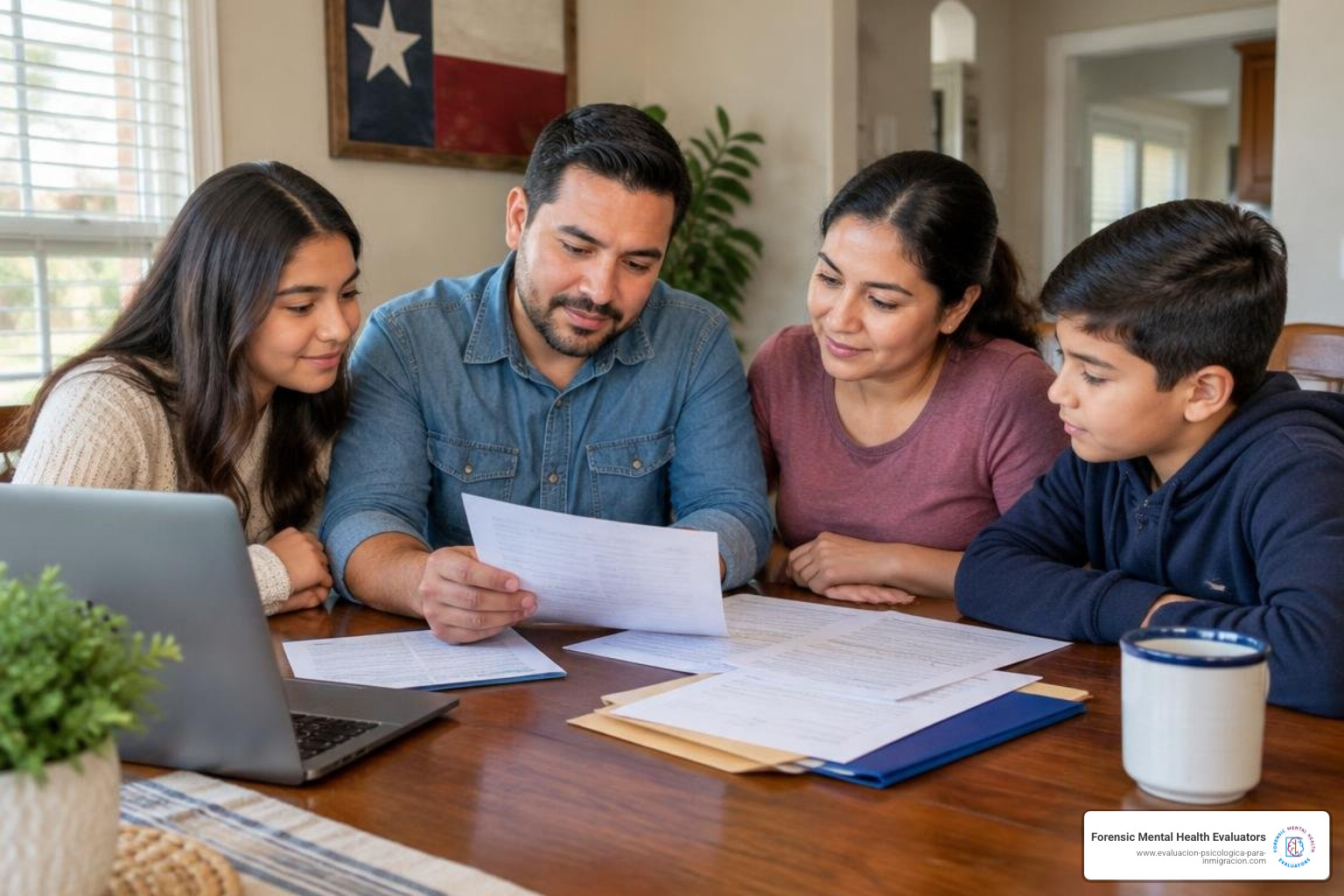 Family reviewing immigration documents together in Texas Family reviewing immigration documents together in Texas