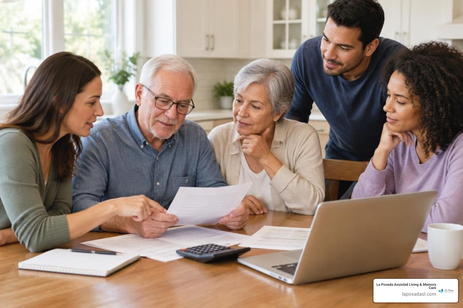 family discussing senior care funding options together family discussing senior care funding options together
