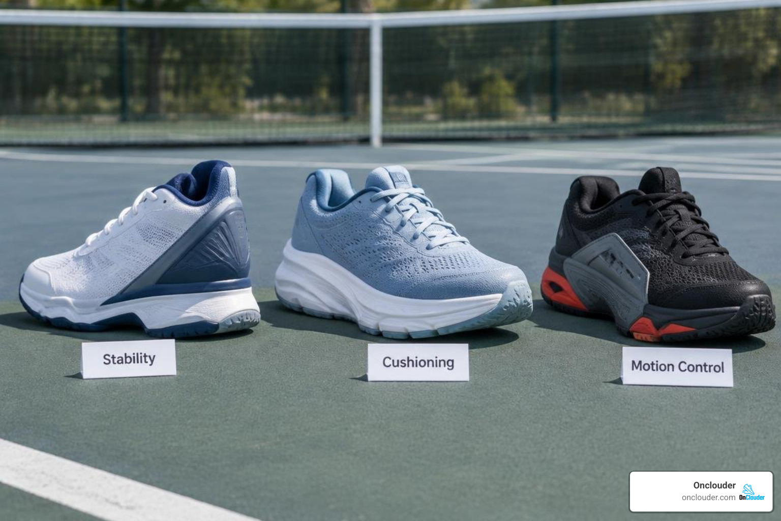 tennis footwear categories stability vs cushioning vs motion control
