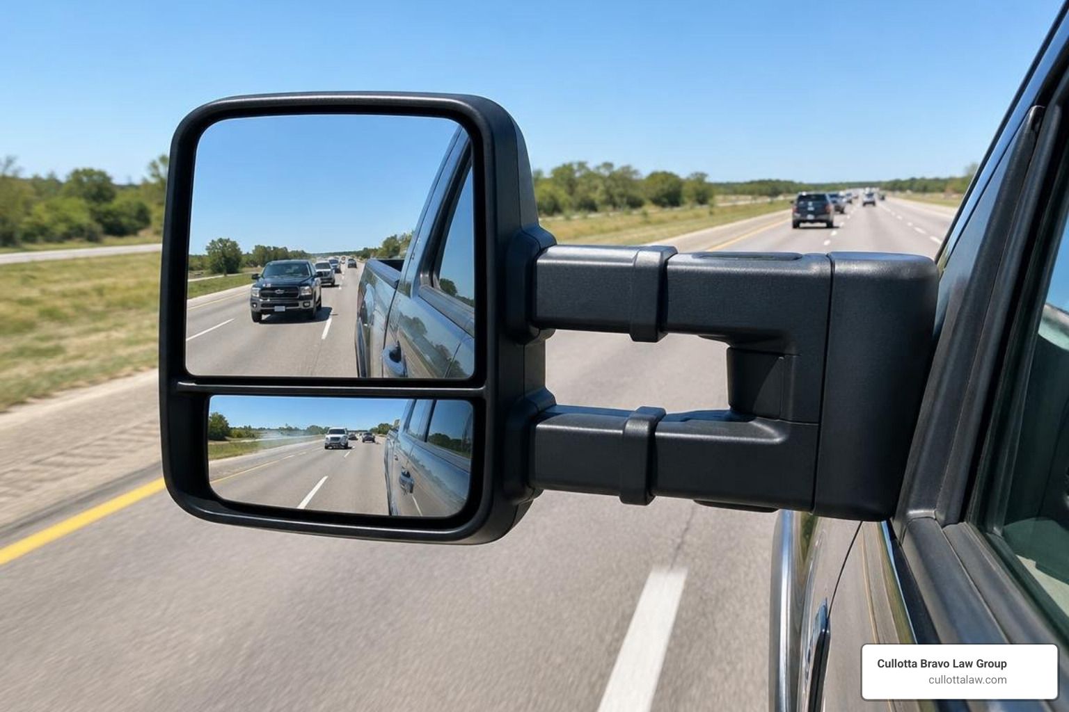 extended towing mirror field of view on highway