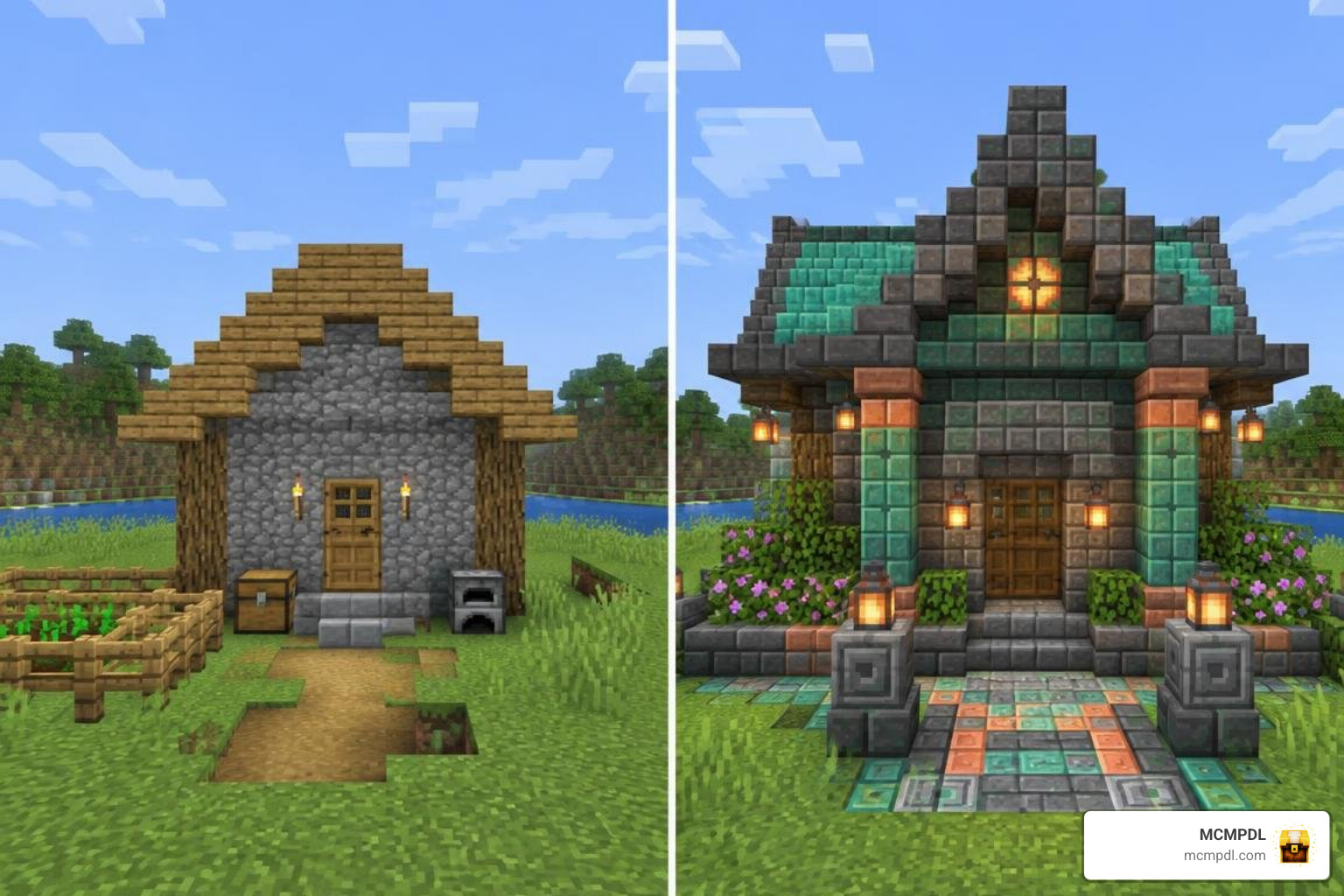 Comparison between the standard vanilla palette and custom block update additions Comparison between the standard vanilla palette and custom block update additions