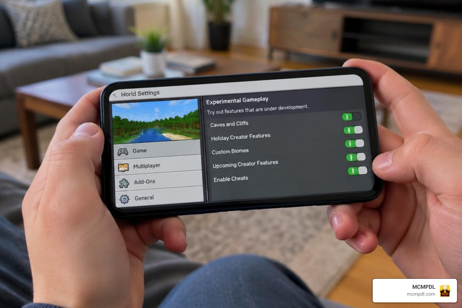 Minecraft world settings showing the experimental gameplay toggles Minecraft world settings showing the experimental gameplay toggles