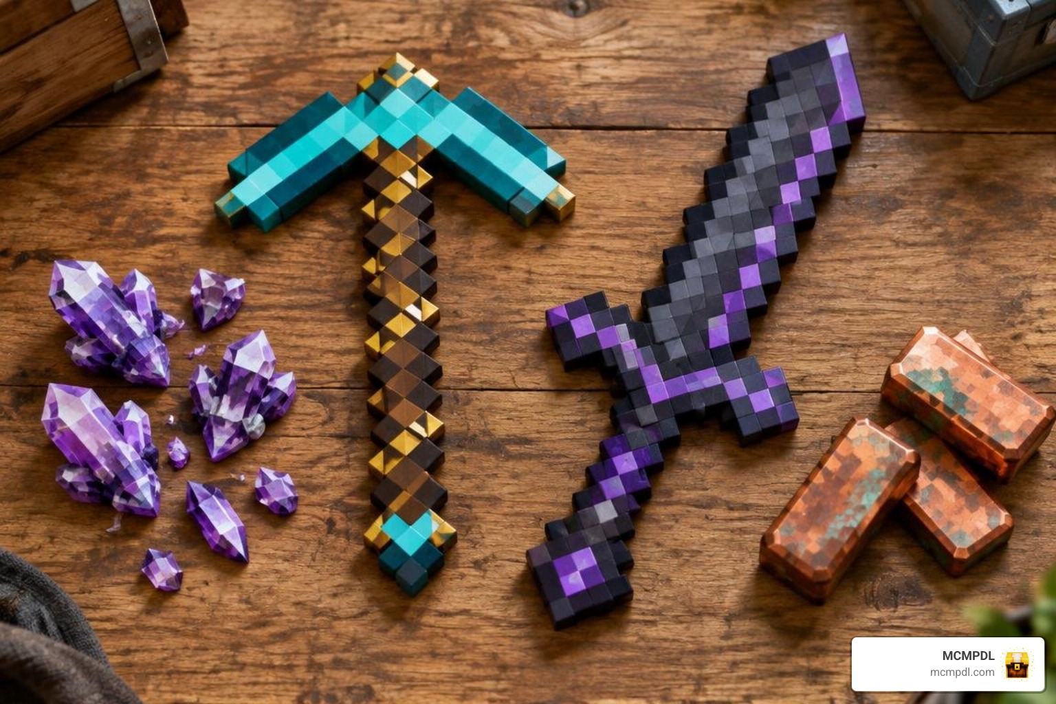 trimmed diamond and netherite tools in Minecraft Bedrock